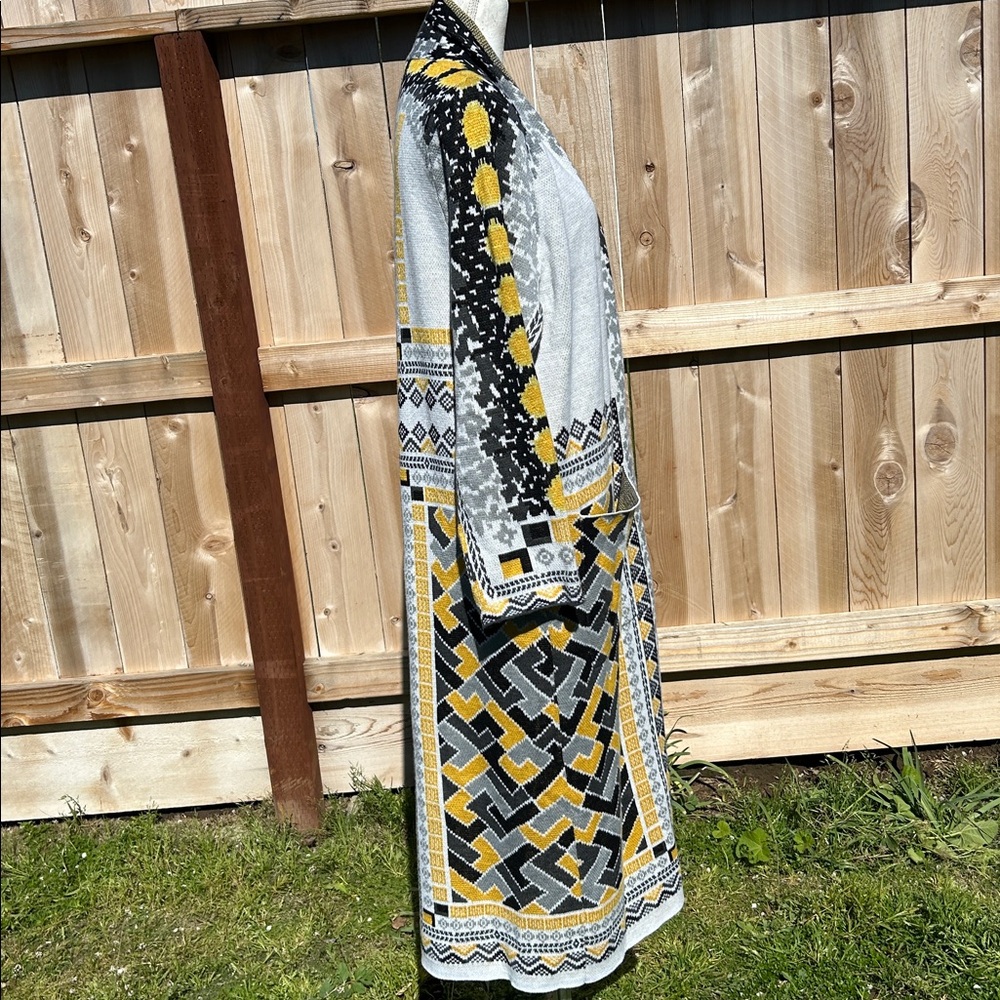 Vertigo Geometric Patterned Long Duster Cardigan - image 4
